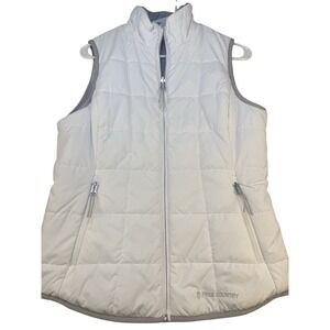 Free Country Women's Puffer Vest Faux Fur Lined White Gray Size S NWOT